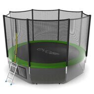 EVO JUMP External 12ft (Green) + Lower net. Батут с внешней сеткой и лестницей, диаметр 12ft (зеленый/синий) + нижняя сеть